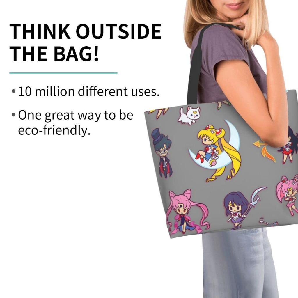 Sailor Moon Body Diaper Shopping Large Capacity Tote Kuma no Gakkou Makeup Eco Convenience Store Shopping Durable Convenience 50cm Wide x 40cm High x