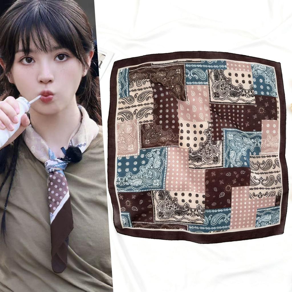 Cashew velvet cotton and linen square scarf spring autumn and winter new versatile silk scarf headscarf waist scarf fart curtain triangle scarf ad