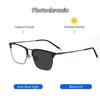 Anti Blue Light Pure Titanium Ultra-Light Reading Glasses Men Brand Design Square Frame Photochromic CR-39 Resin Lenses +1.5 2.0