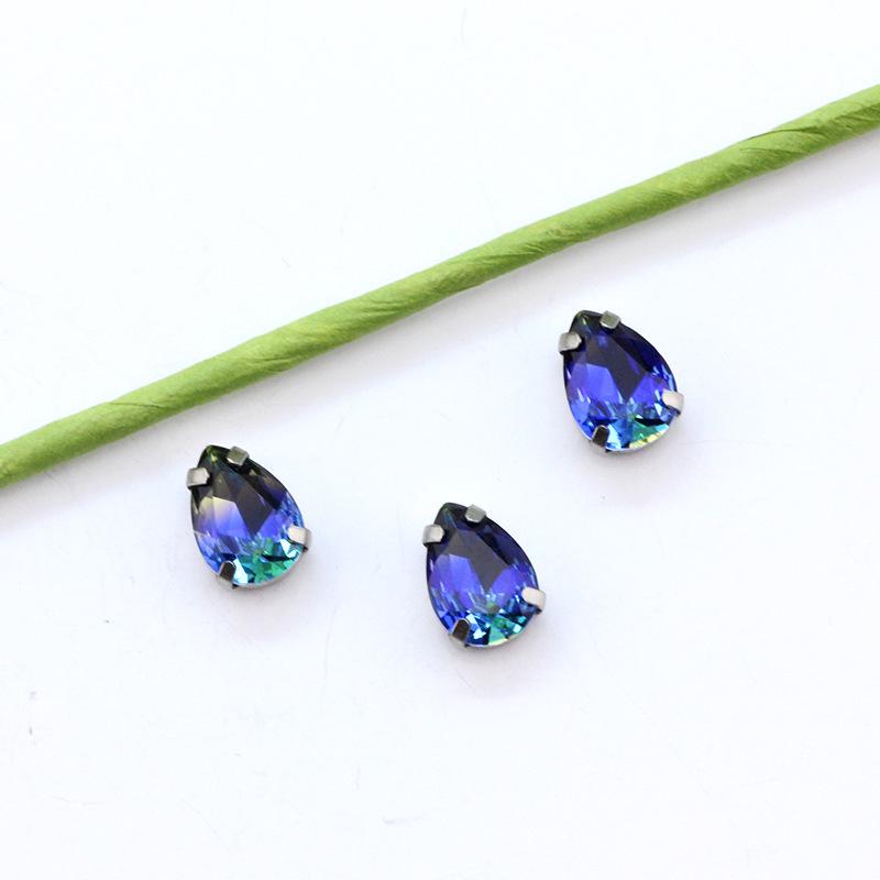 Серебряный коготь Капля Турмалин Бриллиант Градиентный драгоценный камень для DIY ювелирных изделий, обуви, сумок - 10x14 мм Кристальный камень.