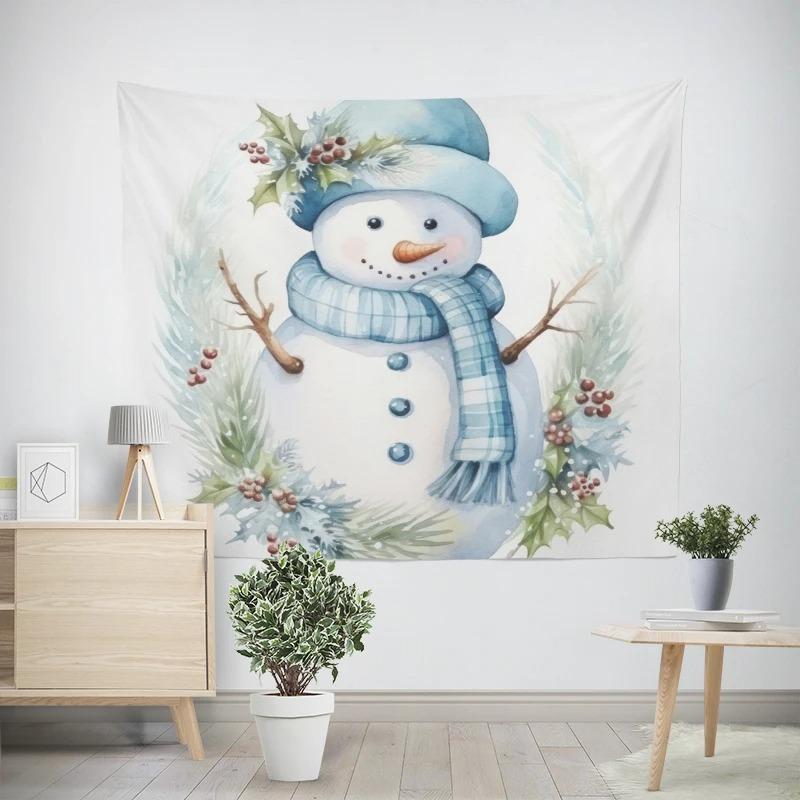 Рождественский новогодний узор снеговика гобелен гостиная диван салон автомобиля декоративный гобелен