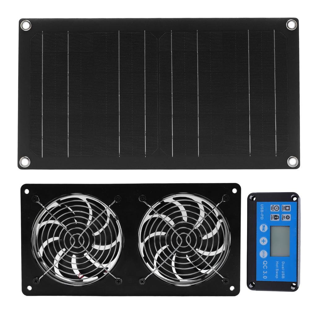 Solar powered fan, 6 inch solar dual exhaust fan kit, low noise dual cooling ventilation valve