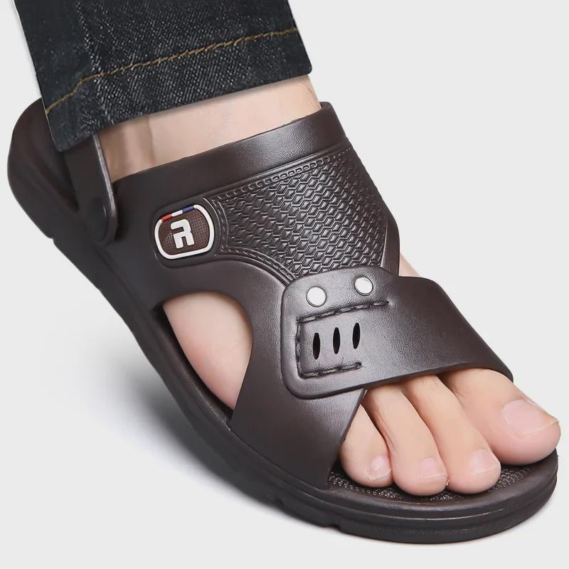 2024 Мужские повседневные нескользящие дышащие сандалии для отдыха на открытом воздухе: Износостойкие пляжные и автомобильные тапочки