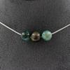 Stones and Minerals. 3-pearl Necklace Emerald from Zambia Quality 3A 8 Mm. Steel Chain Necklace Women, Men. Custom Size