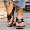 Fashion 2025 Summer New Plus Size Women’s Flip Flops Slippers Outdoor Casual Wedges Metal Decoration Sandals for Daily Beach Slippers