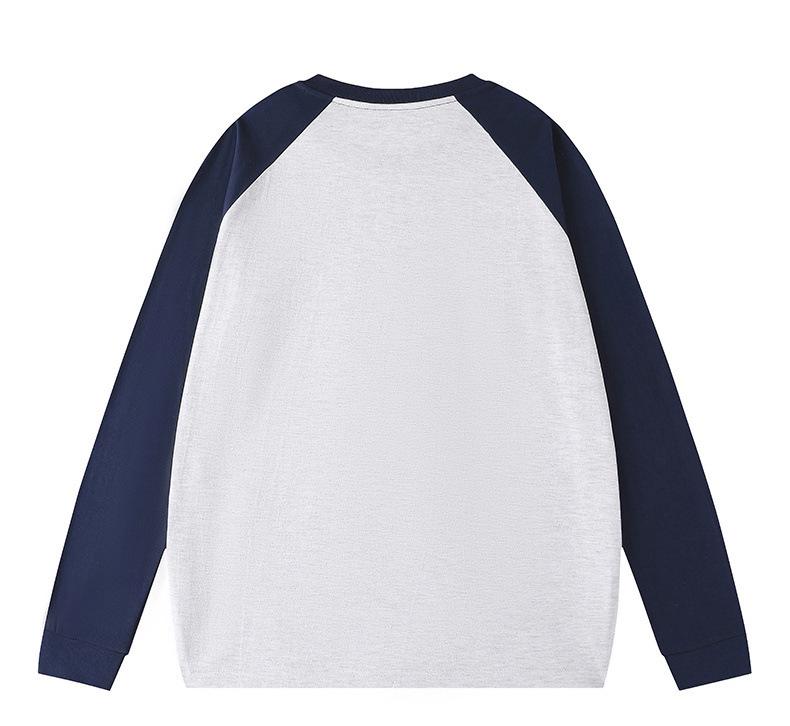 Унисекс Толстовка-футболка с длинным рукавом Color-Block, 260 г Чистый хлопок, Высококачественная заплатка, Круглый вырез
