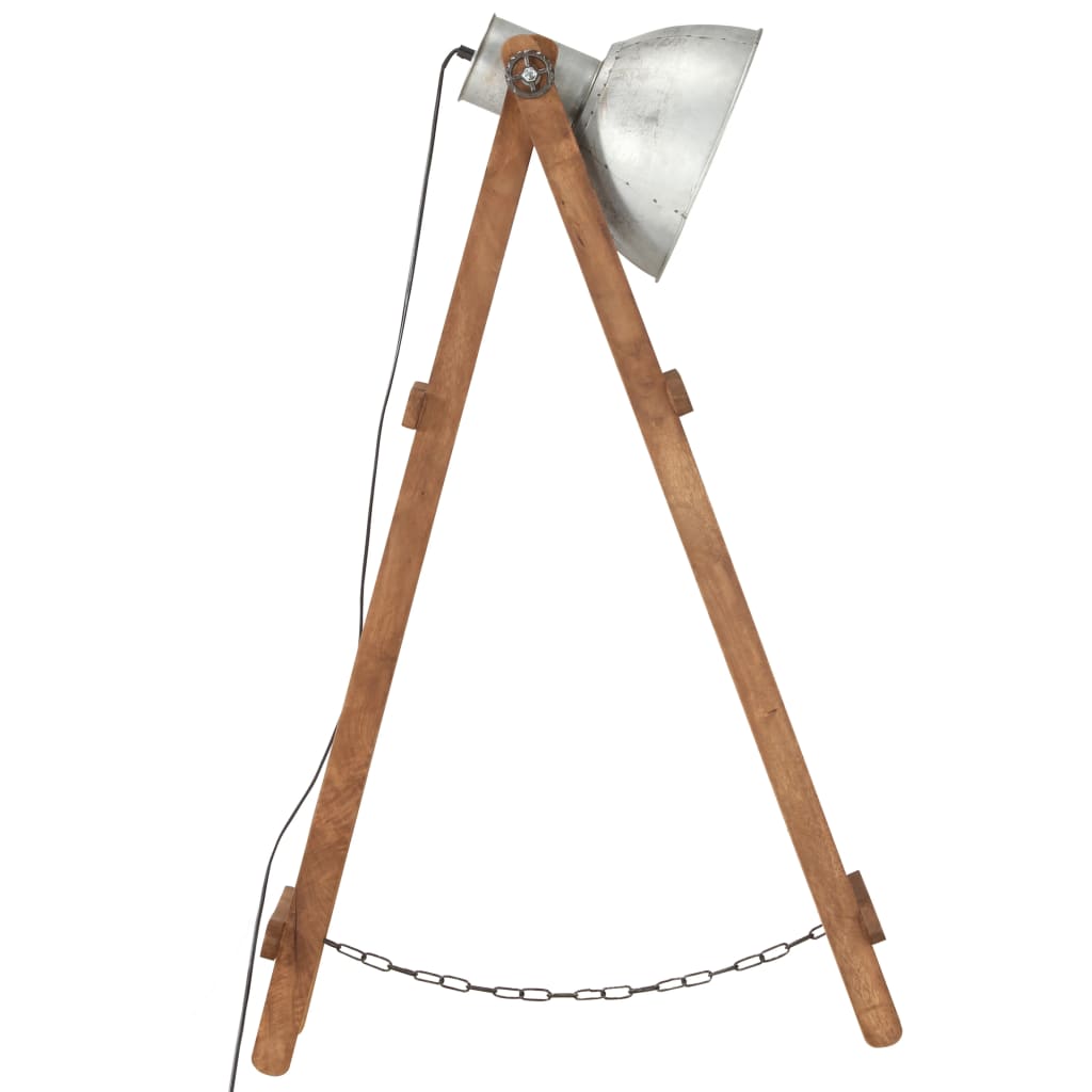 Floor Lamp Silver E27 Mango Solid Wood