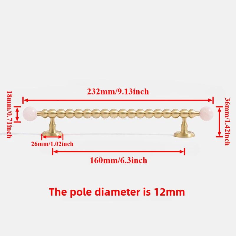 Natural Crystal +Brass Cabinet Handle and Knob T Bar Bedroom Door Handle Nordic Art Handle/Drawer Knobs for Furniture Hardware