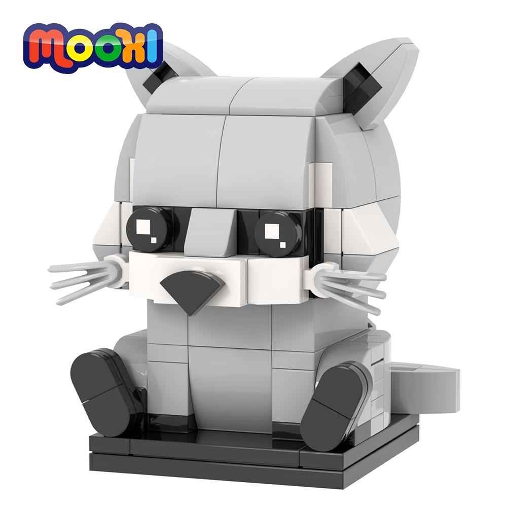 MOOXI Серия Животные 158 деталей MOC Кирпичики Енот BrickHeadsed Строительный Блок Образовательные Игрушки Для Детей Подарок на День Рождения MOC7222