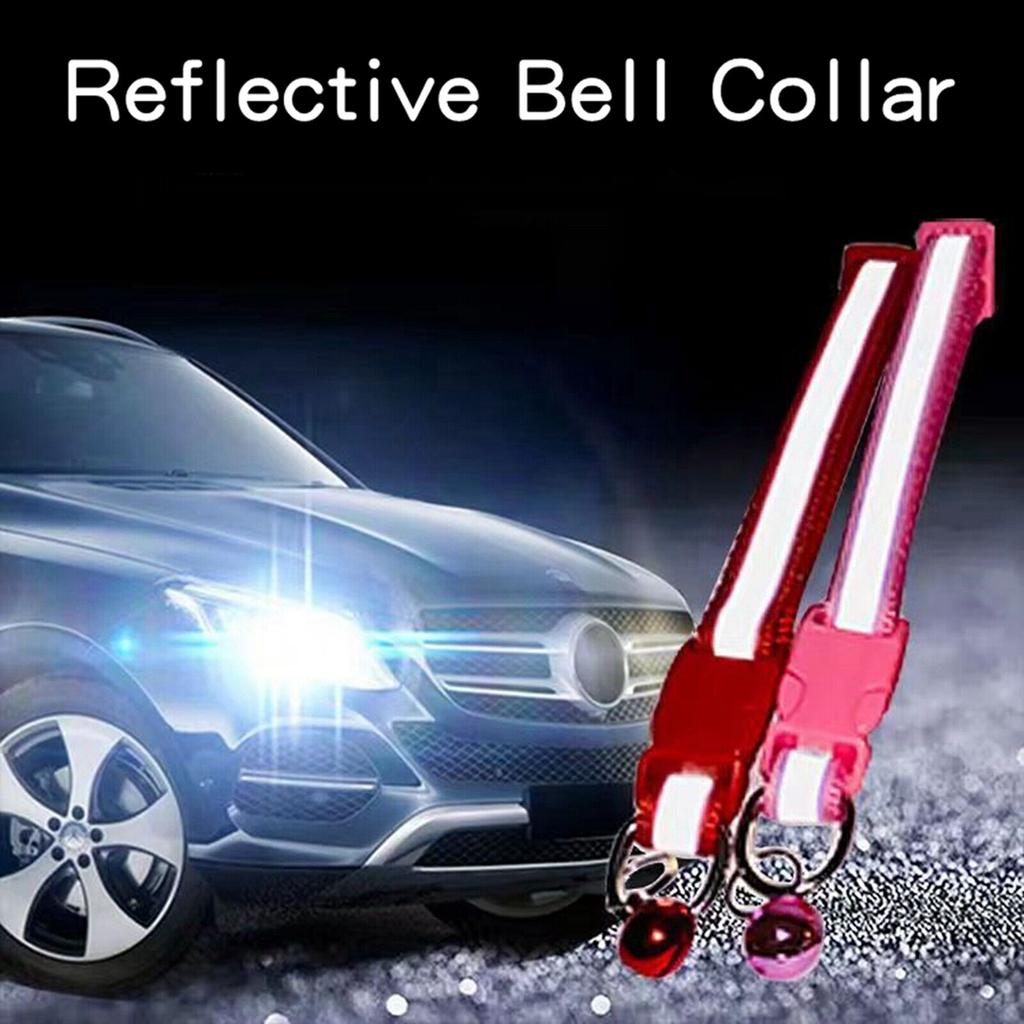 Reflective Safety Cat Pet Dog Kitten Collar Quick Release Bell Hi Vis Adjustable