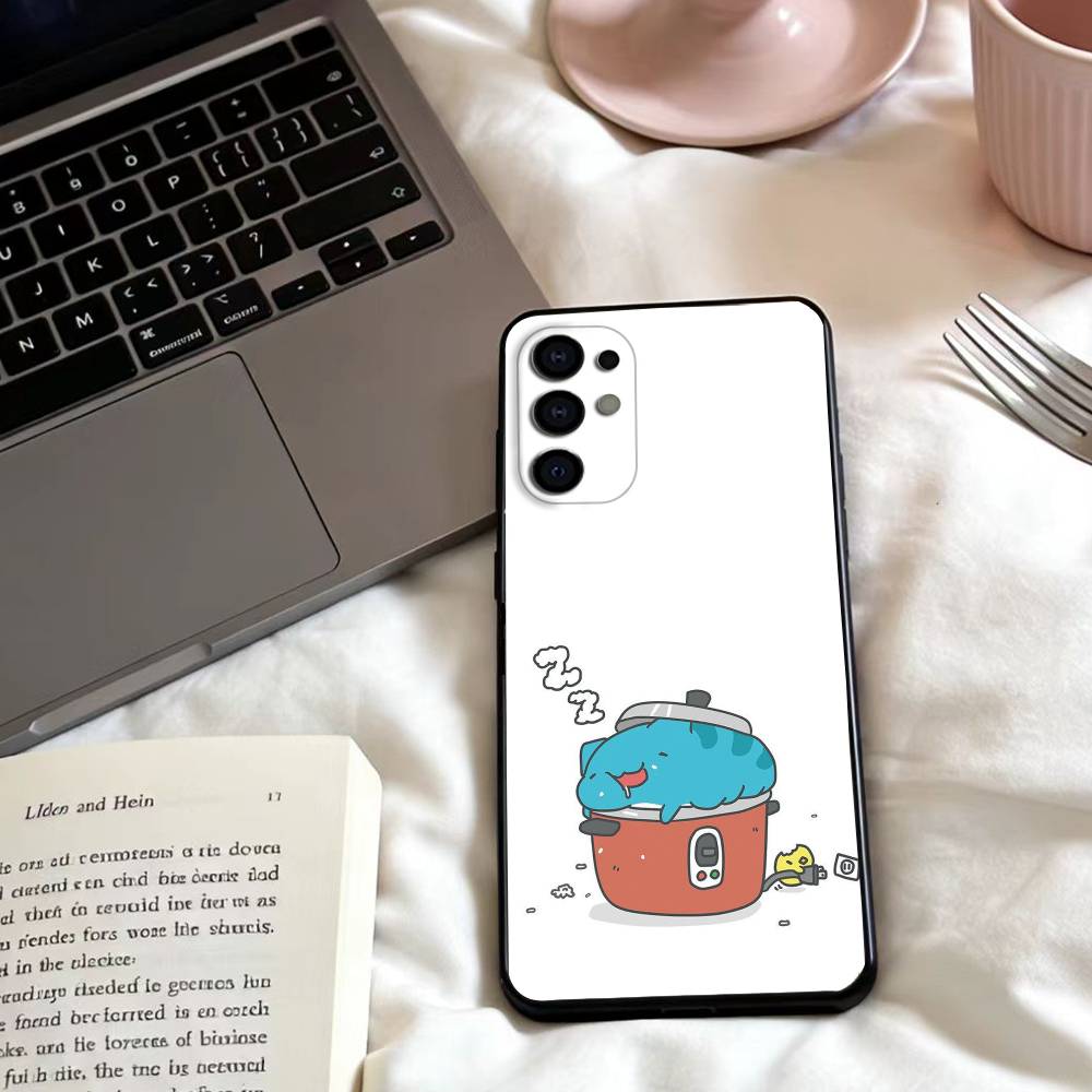 Cute B-Bugcat Capoo Phone Case For Samsung S25,24,23,22,30,21,10,9,Ultra,Plus,Lite,FE,4,5 G Soft Black Case