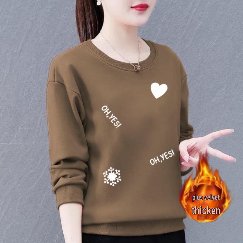 Женская толстовка Huamian больших размеров с бархатной подкладкой - повседневная куртка-пуловер свободного кроя на осень/зиму 2023 года