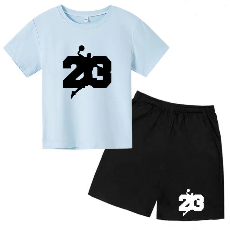 Баскетбольная футболка, тренировочная одежда, летняя детская рубашка + шорты, комплект из 2 предметов для девочек и мальчиков, спортивный повседневный очаровательный топ