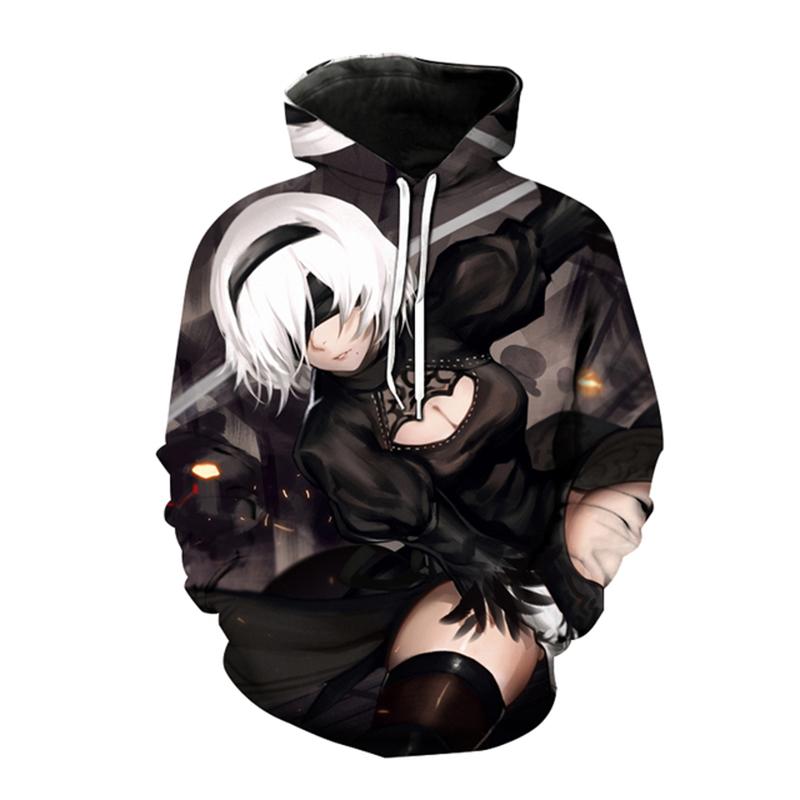 Толстовки с капюшоном Nier Automata, толстовка с 3D принтом аниме-игры для мужчин и женщин, модная толстовка большого размера, пуловер в стиле Харадзюку, пальто