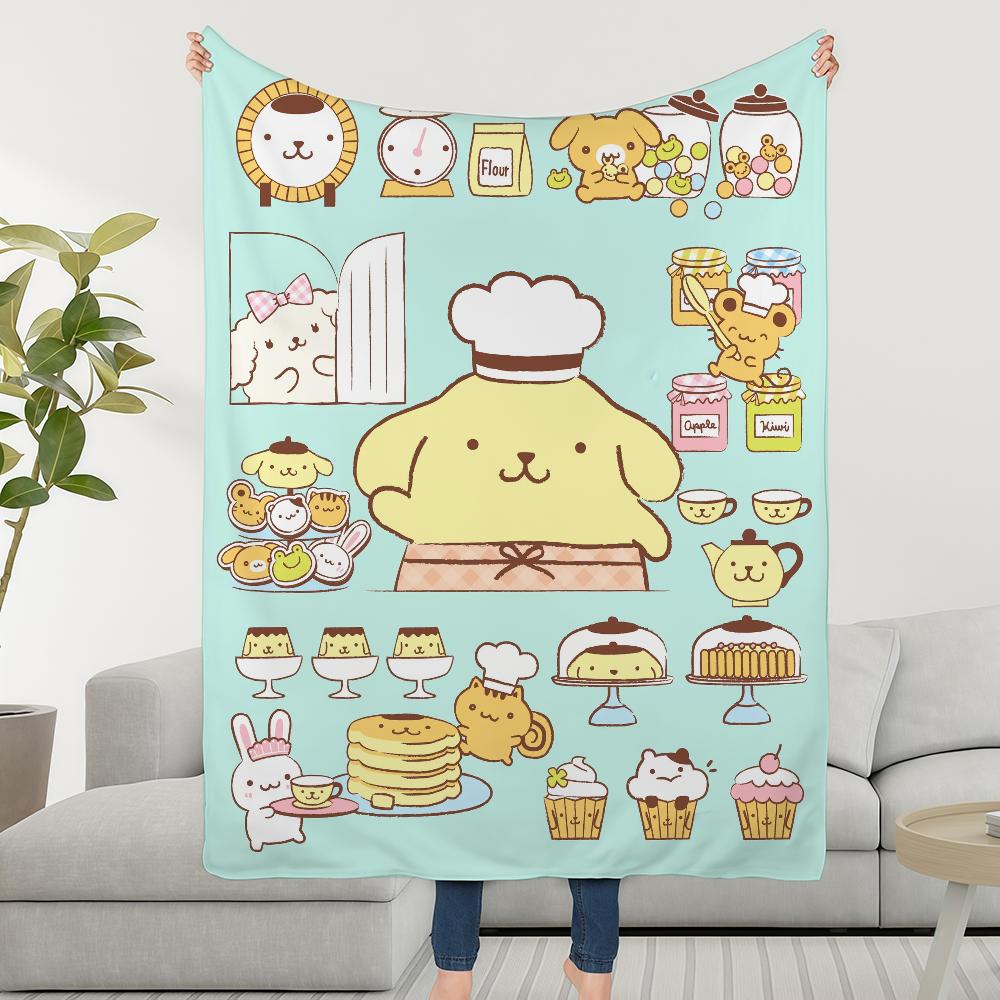 Blanket Throw SRO Super Cosy Plush Living Room Sofa Cute P-Pom Couch P-Purin P-Pom Childish Cartoon Birthday Gifts