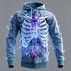Men's Yellow Potion Skeleton Ribcage Full Print Hoodie Halloween Gothic Long Sleeve Hooded Sweatshirt For Festival Wear