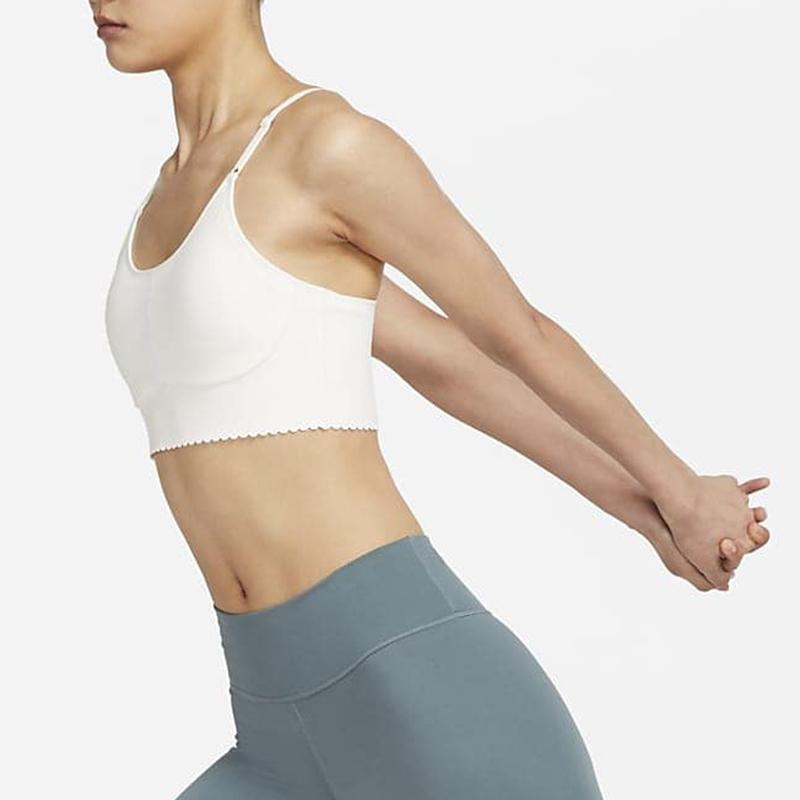 Nike Спортивный бюстгальтер с веерообразным вырезом и низкой ударопрочностью, женское нижнее белье, белый CZ7645-133