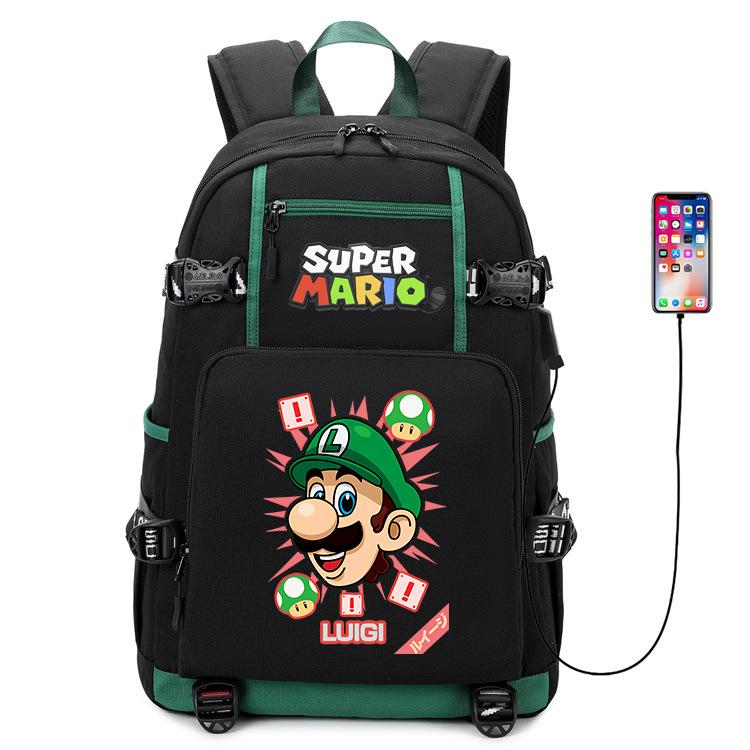 Super Mario Bros Printed Backpack Kids School Bag Large Capacity Waterproof Computer Travel Pack