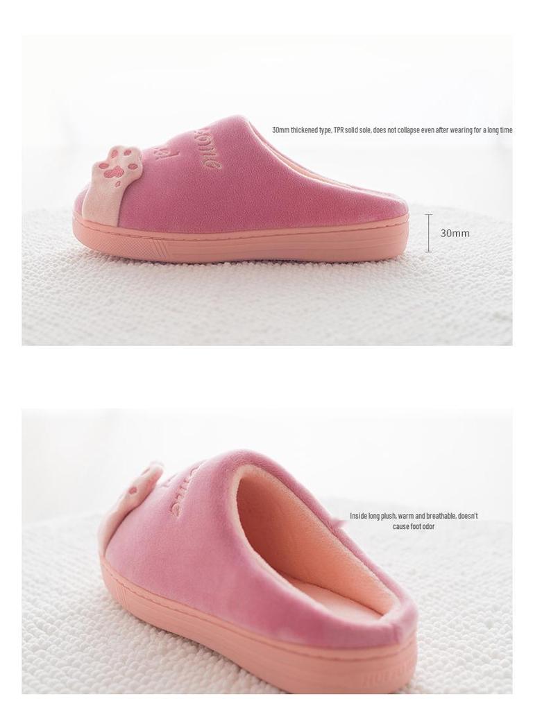 Милые зимние тапочки-котики на удачу для дома - Теплая семейная хлопковая обувь для мужчин, женщин и детей