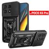 For POCO X6 Pro 5G Case Armor Slide Camera Protection Kickstand Phone Cover for Xiaomi POCO X6 Pro Capa Shockproof Funda