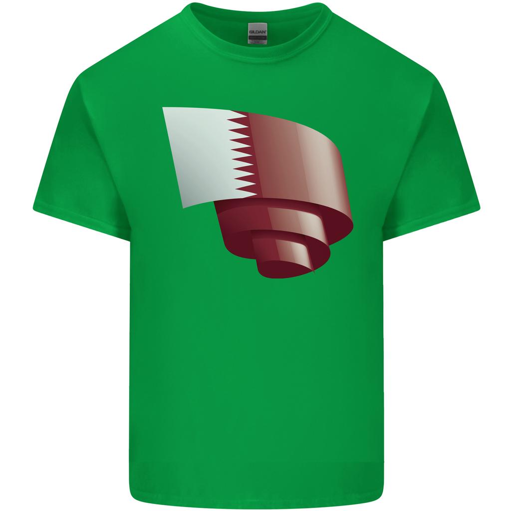 Curled Qatar Flag Qatari Day Football Unisexs Light Cotton TShirt