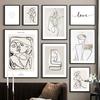 Wall Art Canvas Painting Modern Abstract Line Drew Girl Body Lover Nordic Posters And Prints Wall Pictures For Living Room Decor