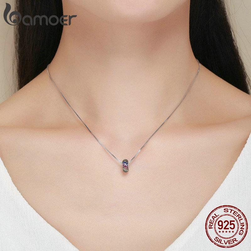 BAMOER Новые модные оригинальные бусины-разделители из стерлингового серебра 925 пробы с радужным цветным цирконием