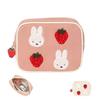 Miffy Boris Square Pouch, Storage Pouch, Cosmetic Pouch, Mini Wallet, Small Item Case, Easy To Carry, Strawberry Embroidery, Cute, Stylish, Pink