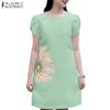 Женское летнее платье с круглым вырезом и коротким рукавом с вышивкой