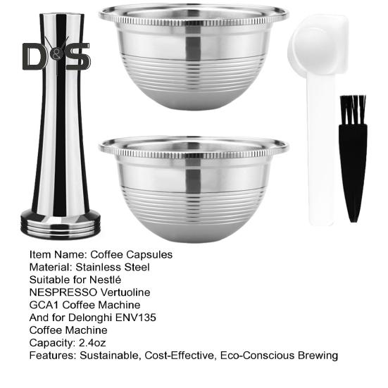 Многоразовые кофейные капсулы из нержавеющей стали для Nespresso VertuoPlus Заправляемые капсулы для машин VertuoLine Экономящие деньги кофейные капсулы из нержавеющей стали