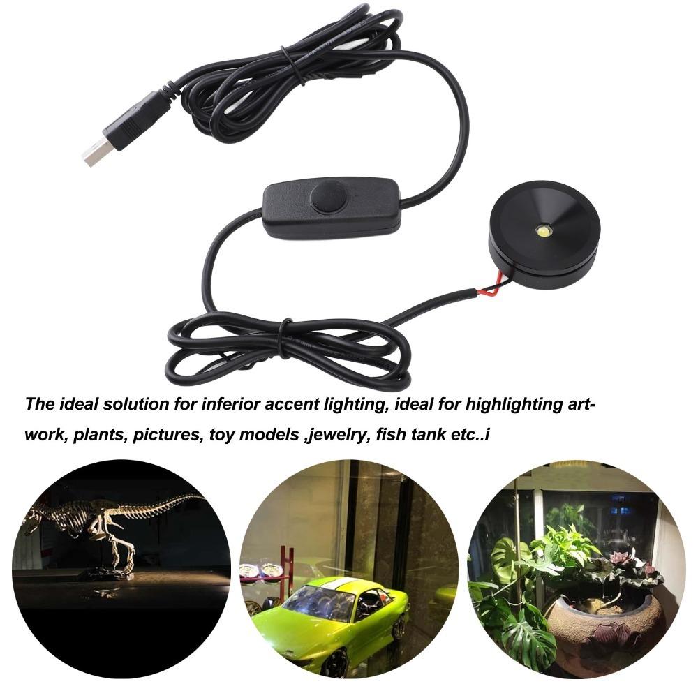 2pcs 6.6ft Cable USB Mini Spotlights 5V Small Spot Lights LED Spotlights Display Cabinets