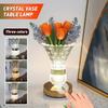 Crystal LED Vase Table Lamp USB Charging Touch Switch Dimming Bedroom Bedside Table Creative Living Room Decorative Night Light