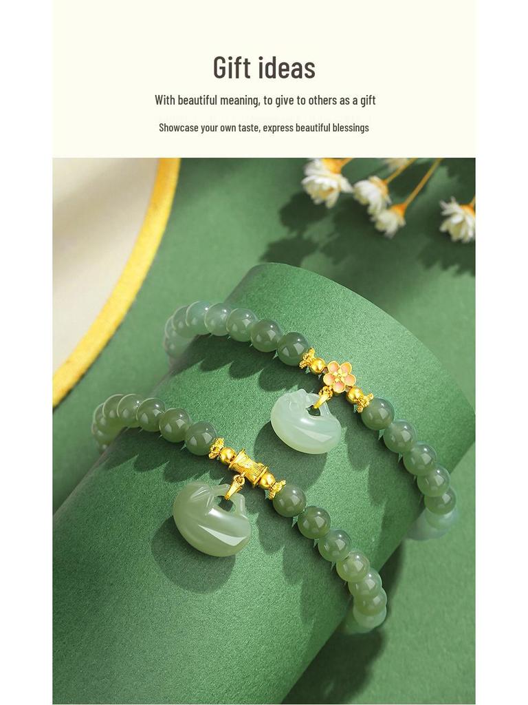 Браслет из нефрита и эмали с градиентным зеленым колесом обозрения и цветком, женский, из стерлингового серебра 925 пробы, в национальном стиле