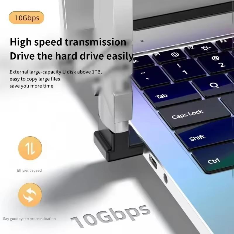 Адаптер-удлинитель USB 3.0 папа-мама под прямым углом 90 градусов, USB-коннектор, угловой адаптер с восходящим изгибом 10 Гбит/с для ноутбука, ПК, конвертер