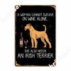 Irish Terrier And Wine Funny Dog Metal Signs Cinema Living Room Pub Garage Design Painting Décor Tin Sign Posters