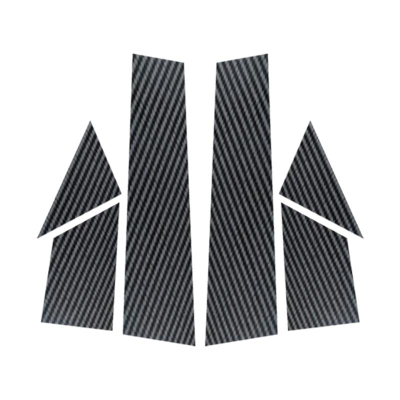 6 шт., карбоновое волокно, центральная часть окна двери автомобиля, средняя стойка, стойка BC, зеркальный эффект, наклейка на отделку, подходит для Fiat 500 2010-2020