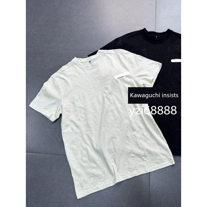 Korea Single Ad **Men's and Women's Same Style Boyfriend Style Cotton Ruched Texture Apricot/Tie-Dyed Black Comfortable Easiest for Match T-shirt