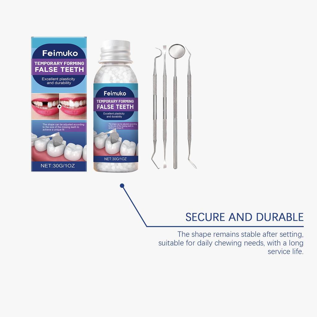 Moldable Teeth Repair Kit Temporary Dental Replacement Kit Thermal Beads For Filling Fix The Missing And Broken Tooth Artificial