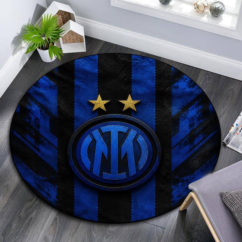 Football Club Internazionale Milano Round Area Rug,Carpet Rug for Living Room Bedroom Sofa Playroom Decor,Non-slip Floor Mat