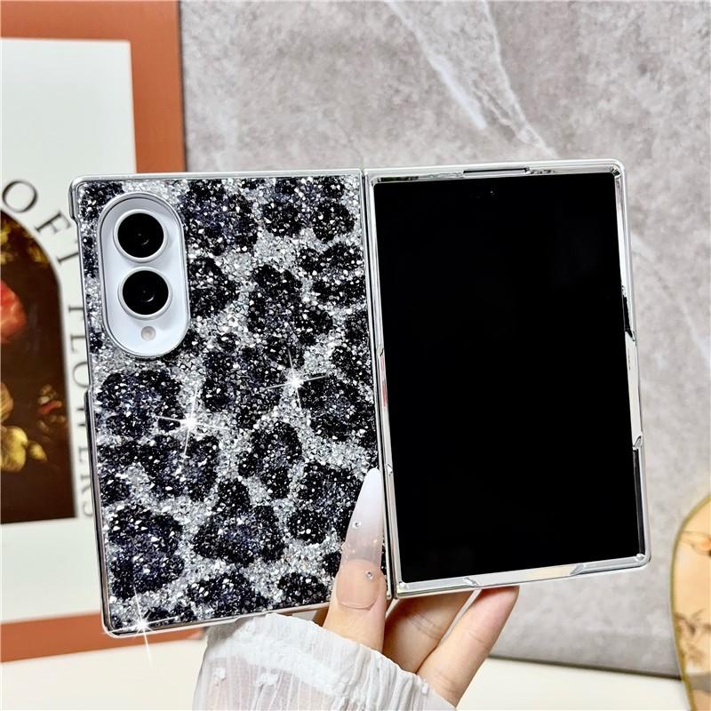 Bling Diamond Leopard Style Case For Samsung Galaxy Z Fold 8 Ultra Fold7 Fold 6 5 4 Sexy Luxury Glitter Plating Protective Cover
