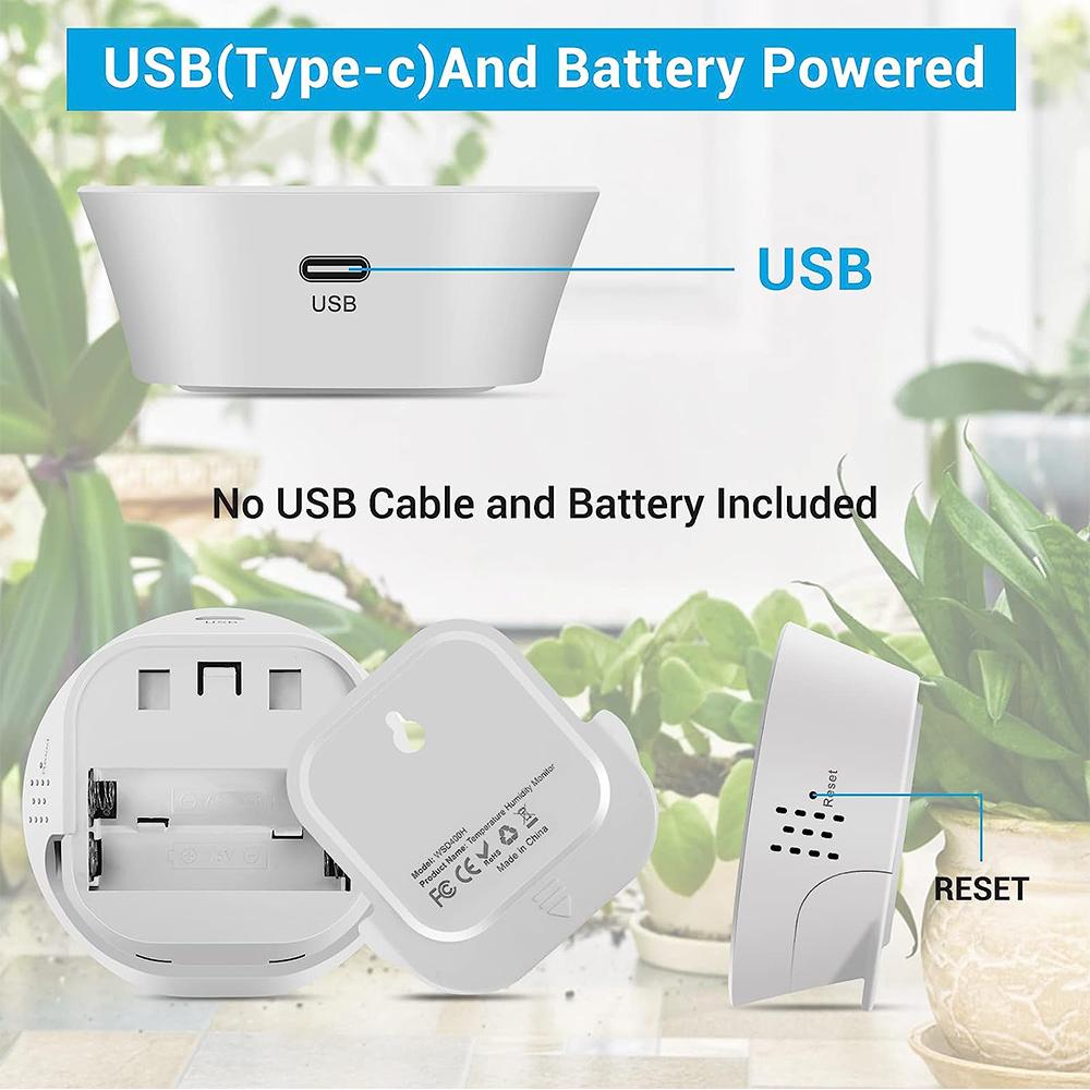 USB Battery Powered WiFi Temperature Humidity Sensor with Instant App Alerts