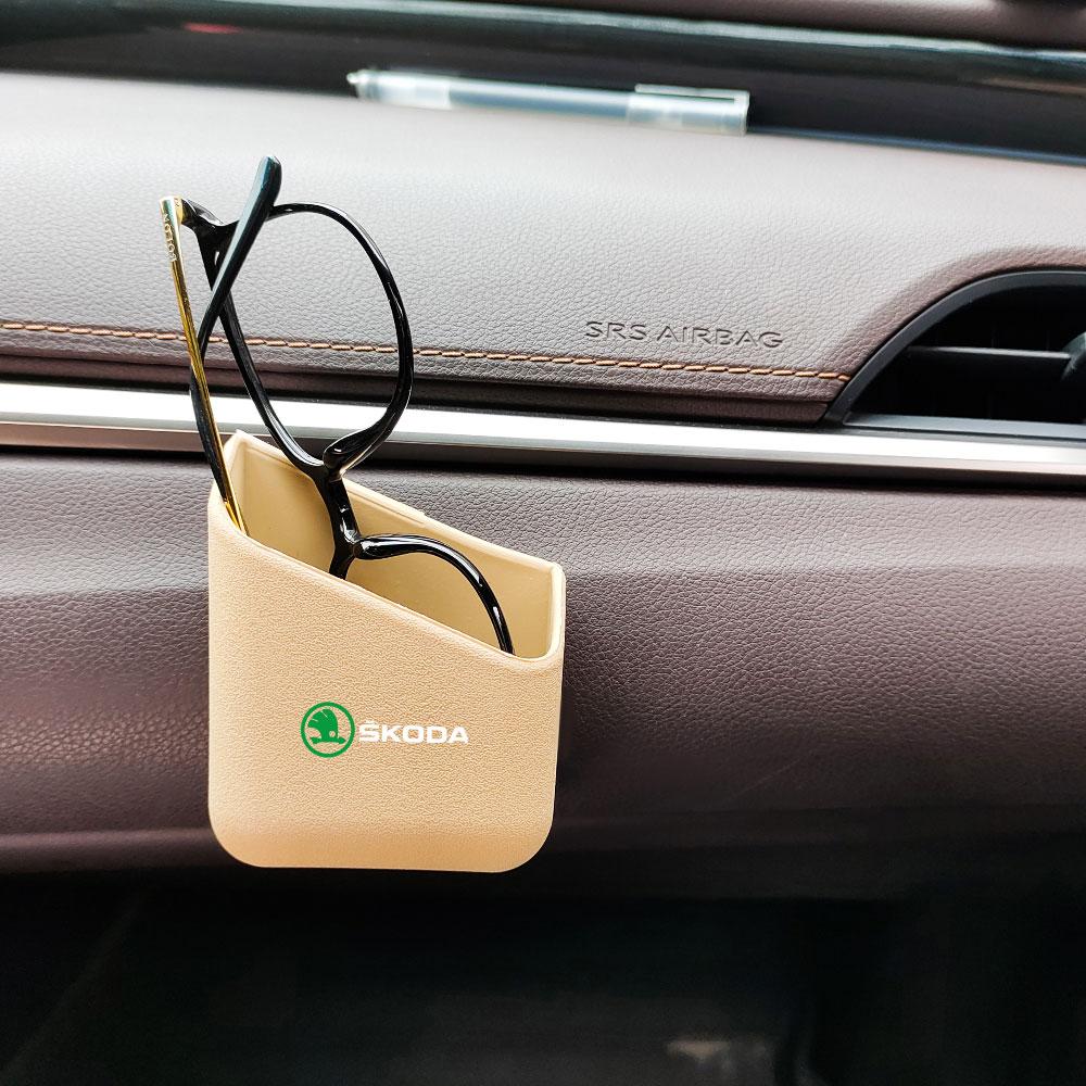 tgcyx7 Car Interior Side Door Storage Box Stowing Tidying Hanging Holder For Skoda Rapid Octavia A5 S Kodiaq Fabia A7 VII Kamiq Karoq