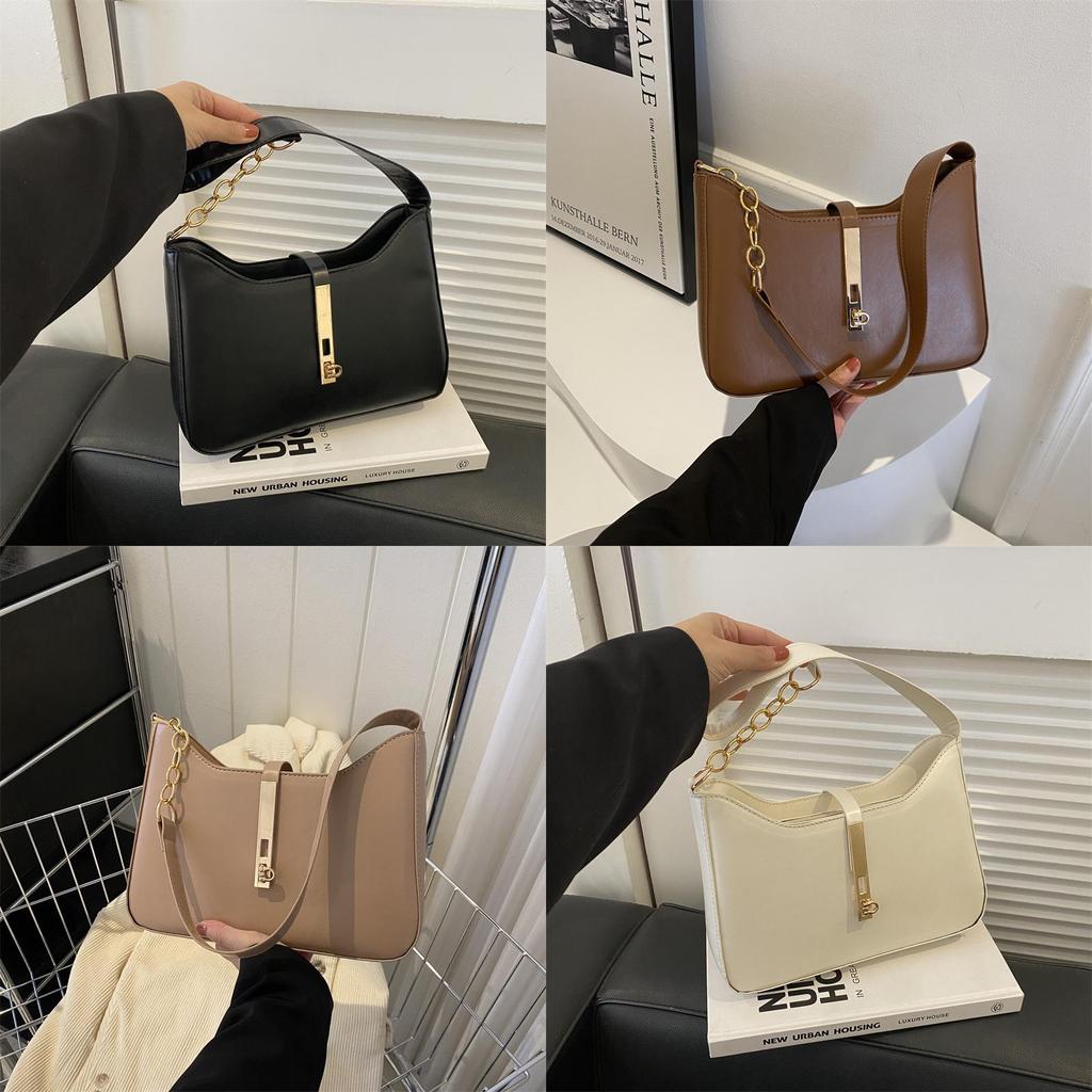 Korean Style Small Pu Handbag With Chain Strap For Daily Use