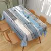 Синяя Скатерть Прямоугольная с Текстурой Дерева Свадебное Украшение Вечеринки Моющаяся Летняя Прибрежная Кухня Обеденный Стол Скатерти Домашние Украшения