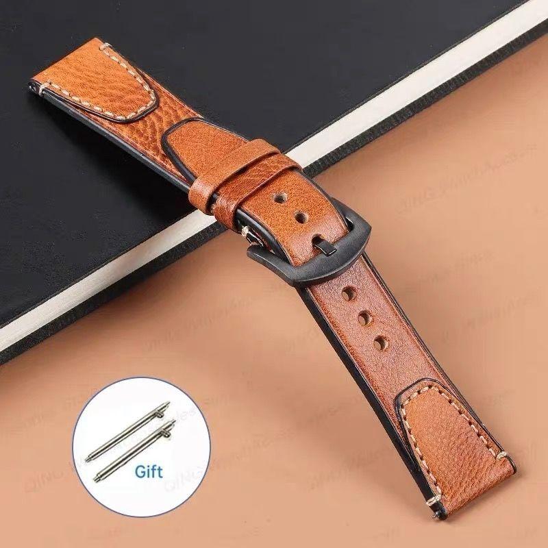 18мм 20мм 22мм Универсальный Ретро Премиум Натуральная Кожа Мягкий Ремешок Быстросъемная Пряжка-штифт Запасной Ремешок для Часов Бизнес Черный Коричневый Синий Зеленый