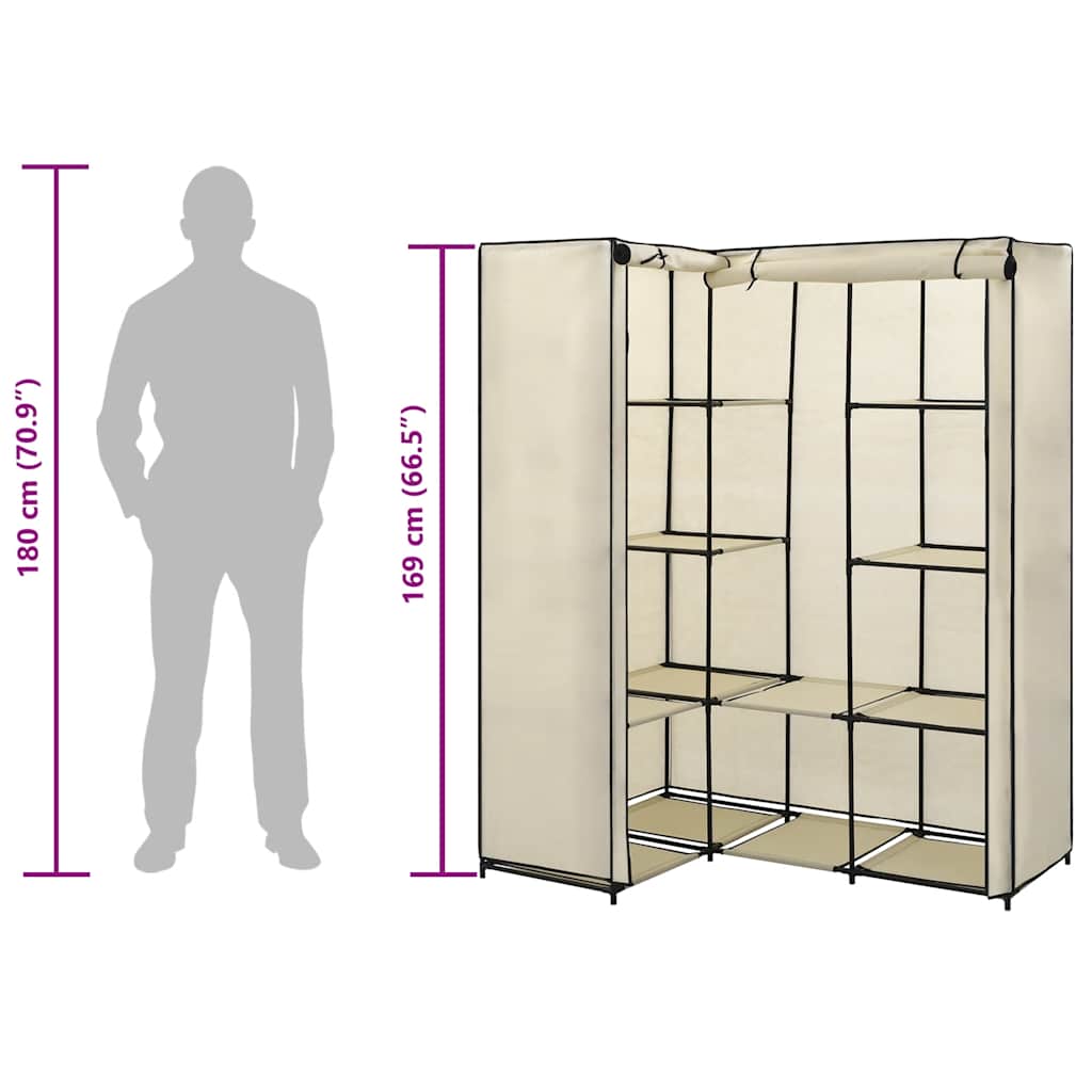 Corner Wardrobe Cream 130 x 87 x 169 cm