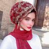 Lace Stretch Turban Hat for Women Pre-Tied Head Scarf Wrap Slip-on Chemo Hat Soft Skull Cap for Hair Loss