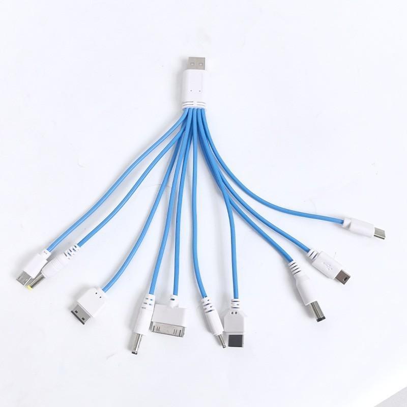 Универсальный USB-кабель для зарядки 10 в 1 с несколькими разъемами, быстрая зарядка, портативный шнур для телефона, наушников, пауэрбанка, для использования на улице