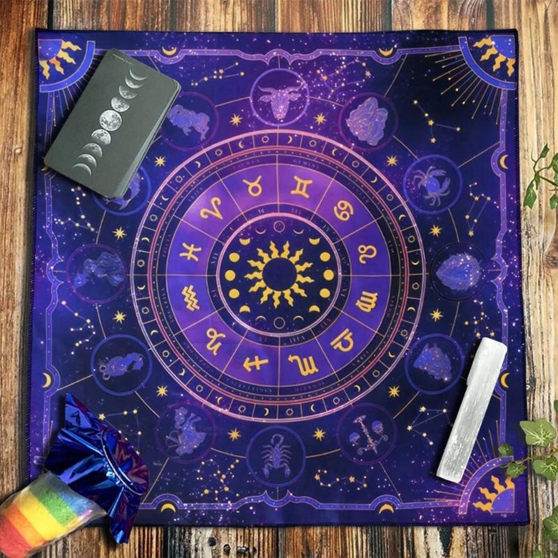 Квадратный алтарный коврик для карточной настольной игры, скатерть с рунами, метафизический коврик для настольной игры