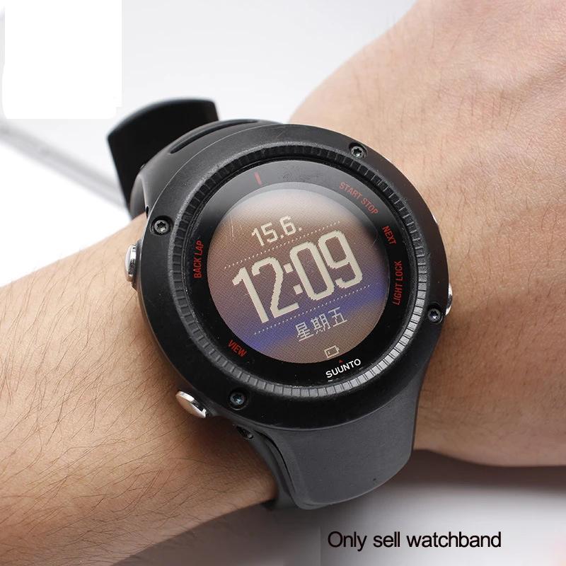 Классические аксессуары для часов Резиновый силиконовый ремешок для Suunto Ambit 3 Peak - Ambit 2 Buckle Ремешки для часов Correa Мужской ремешок для часов